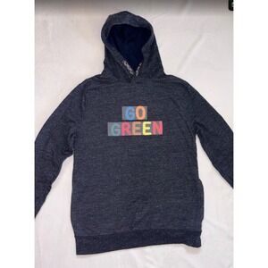 Cat & Jack Kids Hoodie Go Green Graphic Pullover Blue Heather Size L 12-14